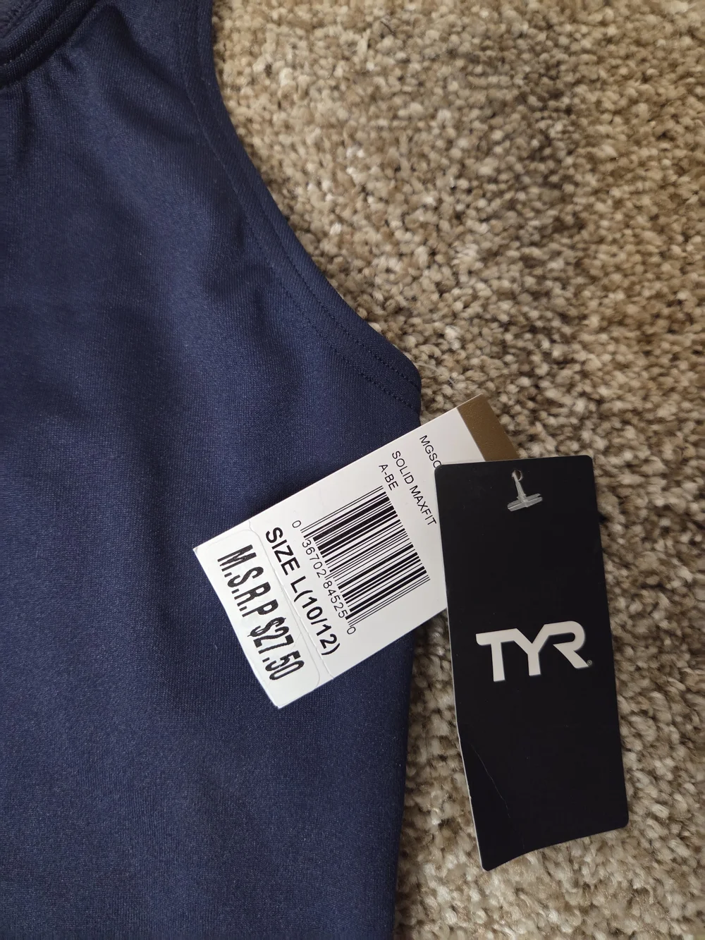 TYR Girls Navy One-Piece Swimsuit with Pink Lining